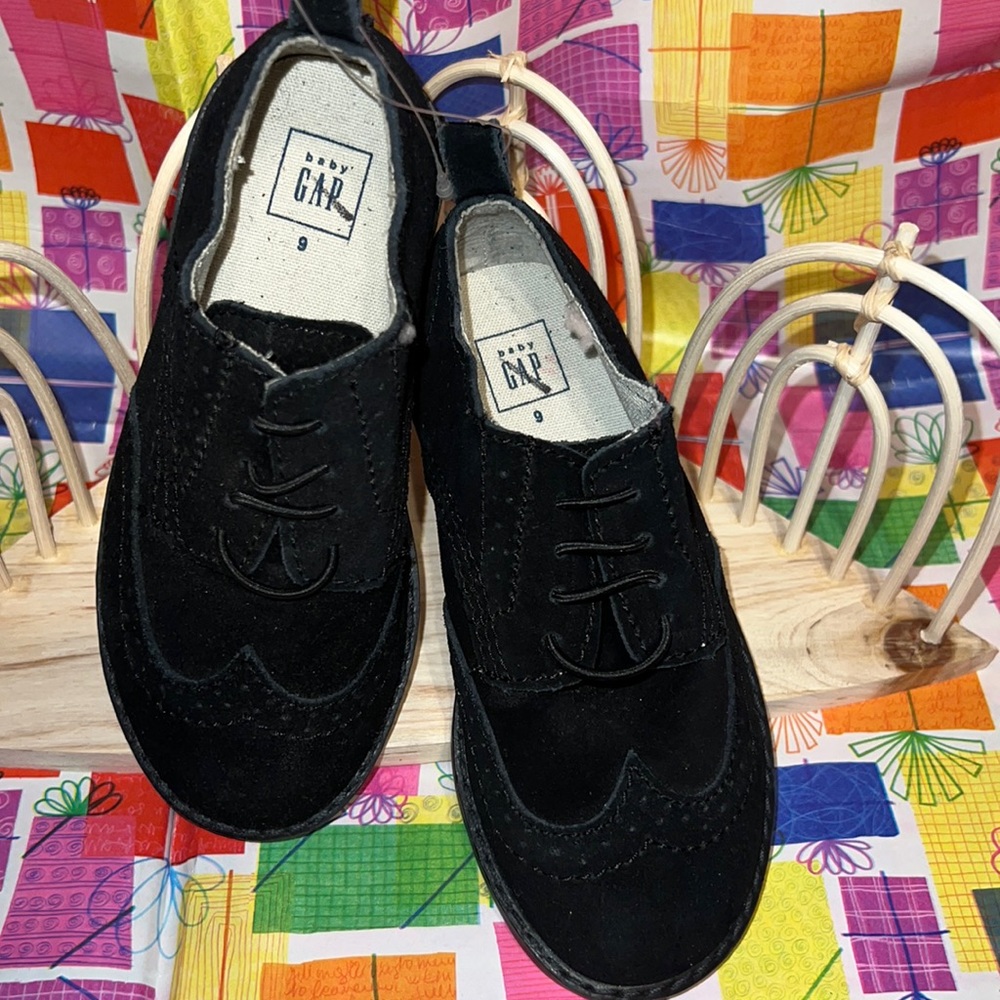 New GAP True Black Size 9 Stretch Lace Wingtip Oxfords